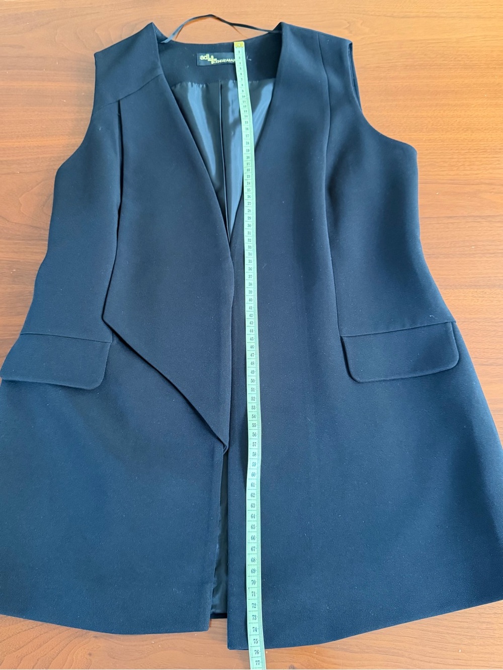 ADL Black Sleeveless Draped Long Vest-Size M - Picture 8 of 10
